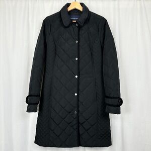 Lands End Womens Quilted Insulated Jacket Coat Size 4 Black Barn Chore Primaloft